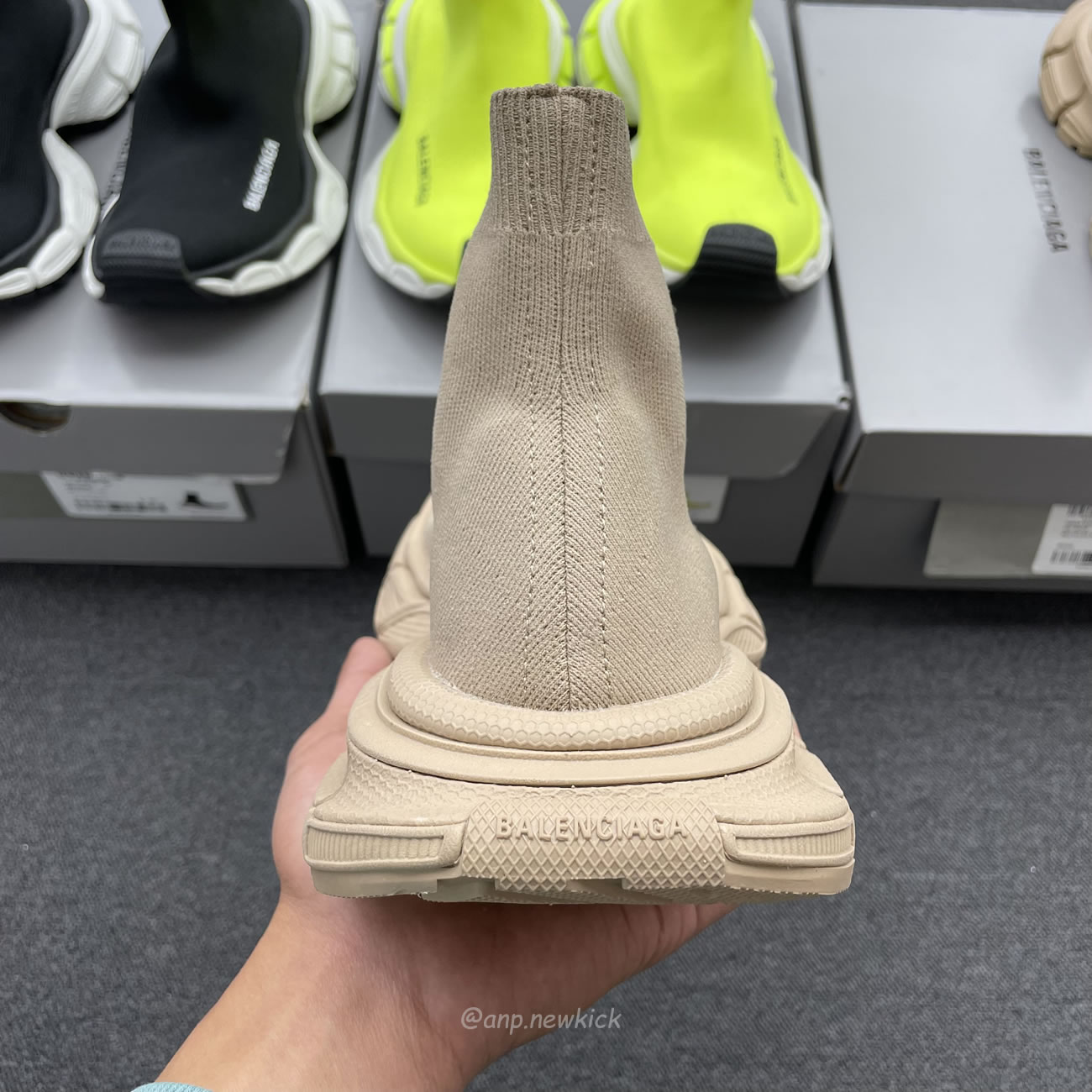 Balenciaga 3xl Sock Recycled Knit Sneakers Black White Fluo Yellow Beige (10) - newkick.org